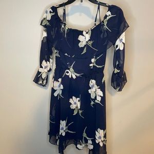 Navy Blue Floral Dress